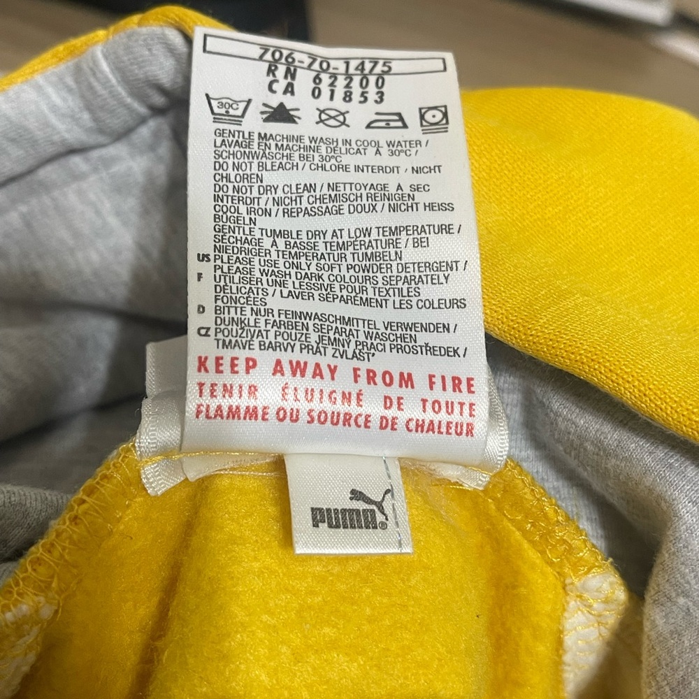 Puma Men's Bright Yellow Hoodie  Size Small